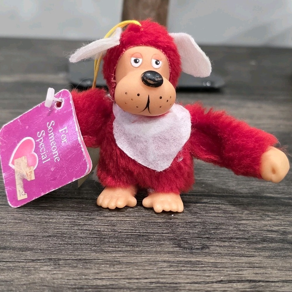 Red Dog Plush I Woof You Suction Cup Fun‎ World 3 Inch Stuffed Toy Gift Vintage